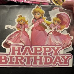 princess peach party decorations Cake Topper, Balloons, Birthday Sign