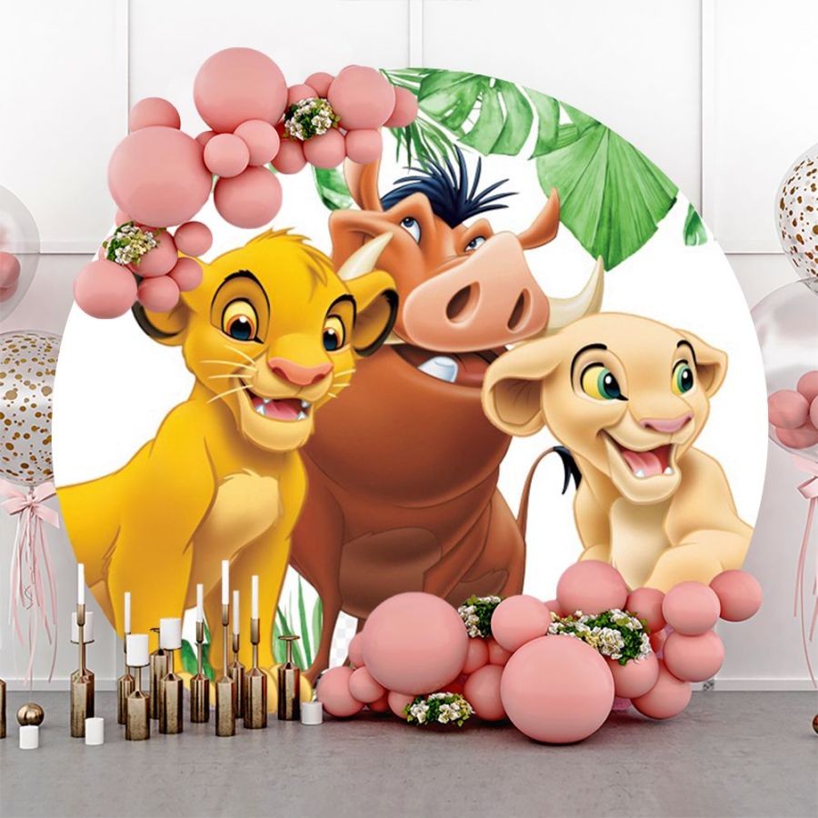 Round Lion King Simba Backdrop Baby Shower Birthday Party Photo Background
