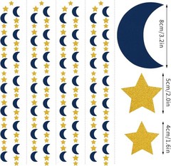 Navy-Blue Gold Moon-Star Party-Decorations Garland – 52Ft Twinkle Little Star Ha