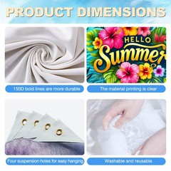 HOMETITUTE Hello Summer Banner 71 x 43 inch Hawaiian Beach#005