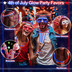 TURNMEON 248 Pcs 250th Anniversary 4th of July Light Up Party Favors, 24 Red Whi