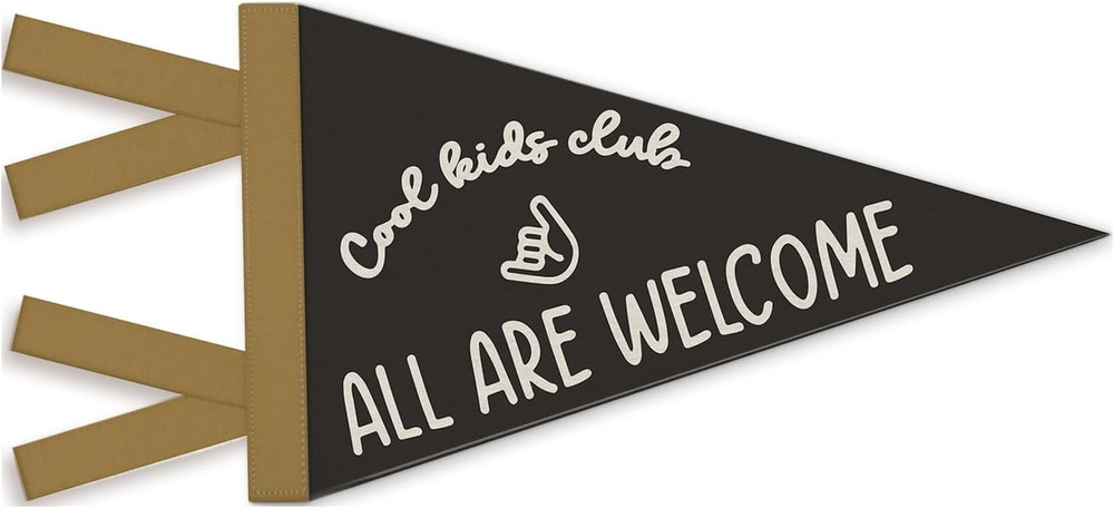 Kids Room Decor, Cool Kids Club All Are Welcome Pennant Felt Banners Flags, Retr