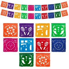 Mini Mexican Party Banners (2 Pack with 10 Small Plastic Flags per Banner) – …