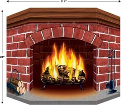 Brick Fireplace Stand-Up 1 Count Decorative Party Accessory