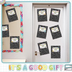72 Pcs Composition Notebook Classroom Decor Cute Composition Cutouts 10×6 Bac…