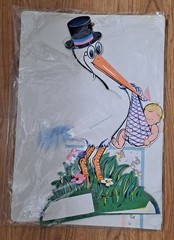 Vtg 1979 Stork Art Tissue Centerpiece Baby Shower NOS A Beistle Creation #55569
