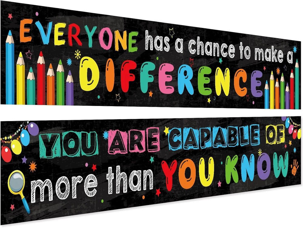 2 Pack Motivational Classroom Banner Poster 9.5 x 61 Inch Positive and Inspirati