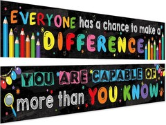 2 Pack Motivational Classroom Banner Poster 9.5 x 61 Inch Positive and Inspirati