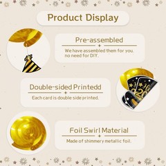 40 PCS 2026 Happy New Year Decorations Hanging Swirls Black Gold Party NYE