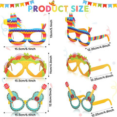 32 Pcs Mexican Fiesta Party Decorations Paper Eyeglasses Taco Cactus Pinata Cinc