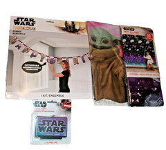 4 Pcs Star Wars Photo Backdrop, Birthday Party Decorations Candle, Banner (B37)