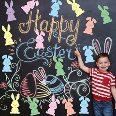 54 PCS 5.9 Inch Easter Bunny Paper Cutouts Colorful DIY Craft With Glue