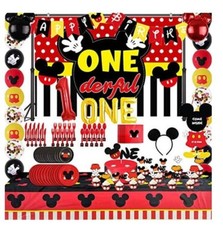 Cartoon Mouse 1st Birthday Party Decorations,Mickey Themed Party Supplies Includ
