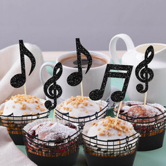 Gyufise 36Pcs Music Notes Cupcake Toppers and Wrappers Glitter Musical Symbols C