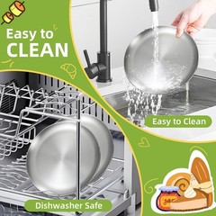 6-Piece Stainless Steel Plates, 7.8in Metal 304 Dinner 7.8 inches, Silver