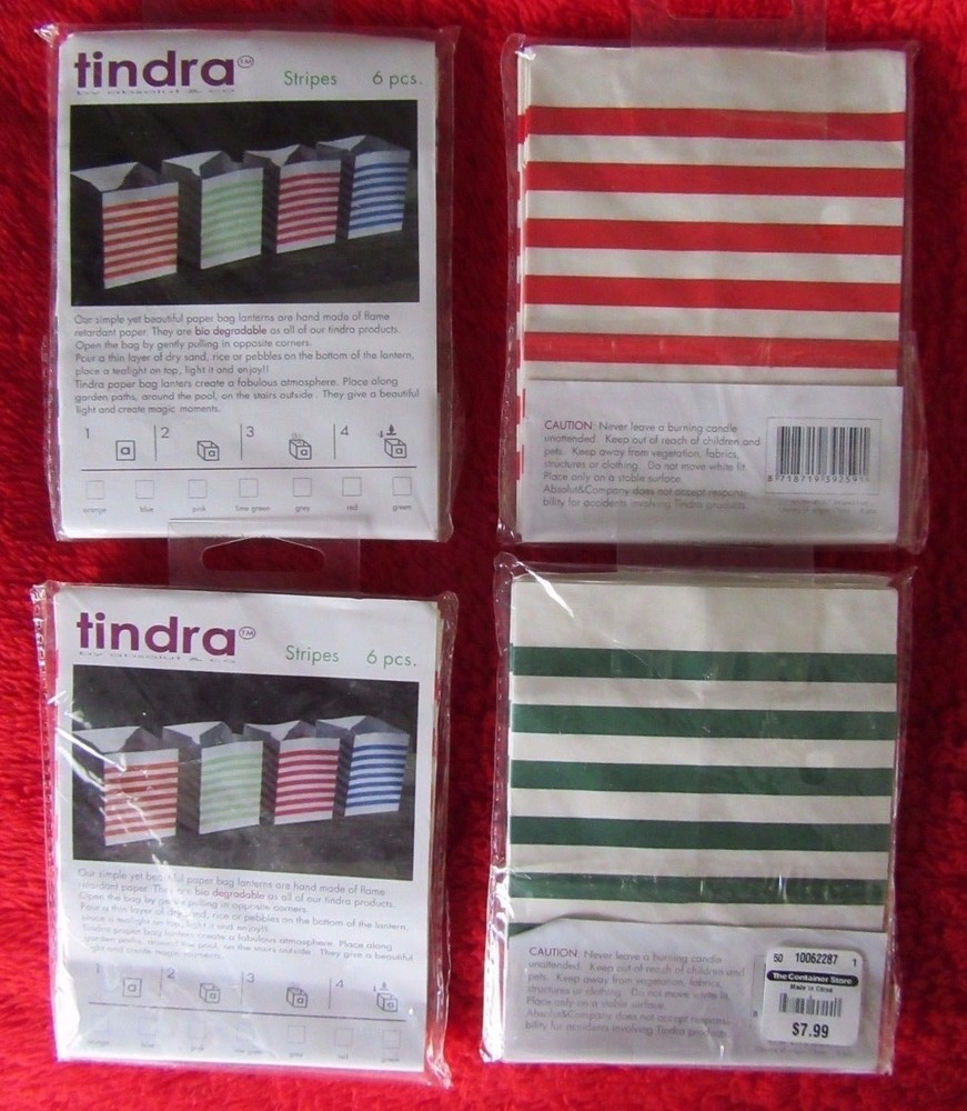 6 Tindra Striped Festive Tealight Candle Paper Lantern Wedding Decoration Bags