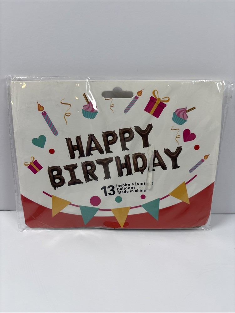 TONIFUL Chocolate Happy Birthday Balloons Banner 16 Inch Mylar Foil Letters Brow