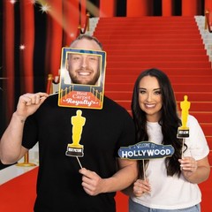 Hollywood Photo Booth Props – 41-pc Photobooth Kit with 8 x 10-Inch Sign, 60 …