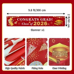 2026 Graduation Decorations Congrats Grad Class of 2026 Large, Red and Gold