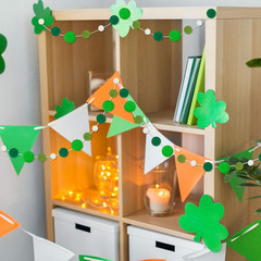 8.2 Ft 3 Pcs St Patrick’S Day Pom Pom Garlands Decor Assorted Sizes Felt Ball Ba