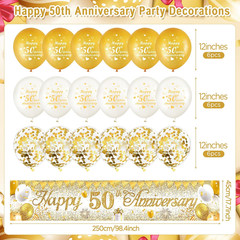 50Th Wedding Anniversary Decorations White Gold Happy 50Th Anniversary Yard Bann