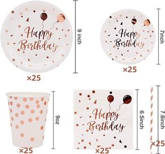 Rose Gold Dots Paper Plates – White & Rose Gold Birthday Party Supplies