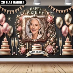 1pc 2D Flat Flower Theme Personalized Birthday Custom Poster Banner Indoor❀