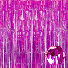 6 Pack -3M-Red Silver Foil Fringe Curtain Backdrop, 3.28Ft X 9.8Ft Metallic Tins