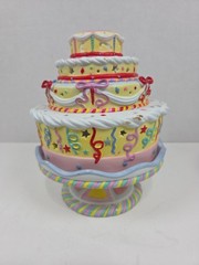 Partylite Birthday Celebration Cake & Base Porcelain Tealight Candle Holder 7.5″