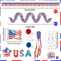 74 PCS Lighted 4th of July Golf Cart Decorations Kit with LED Star String Lig…