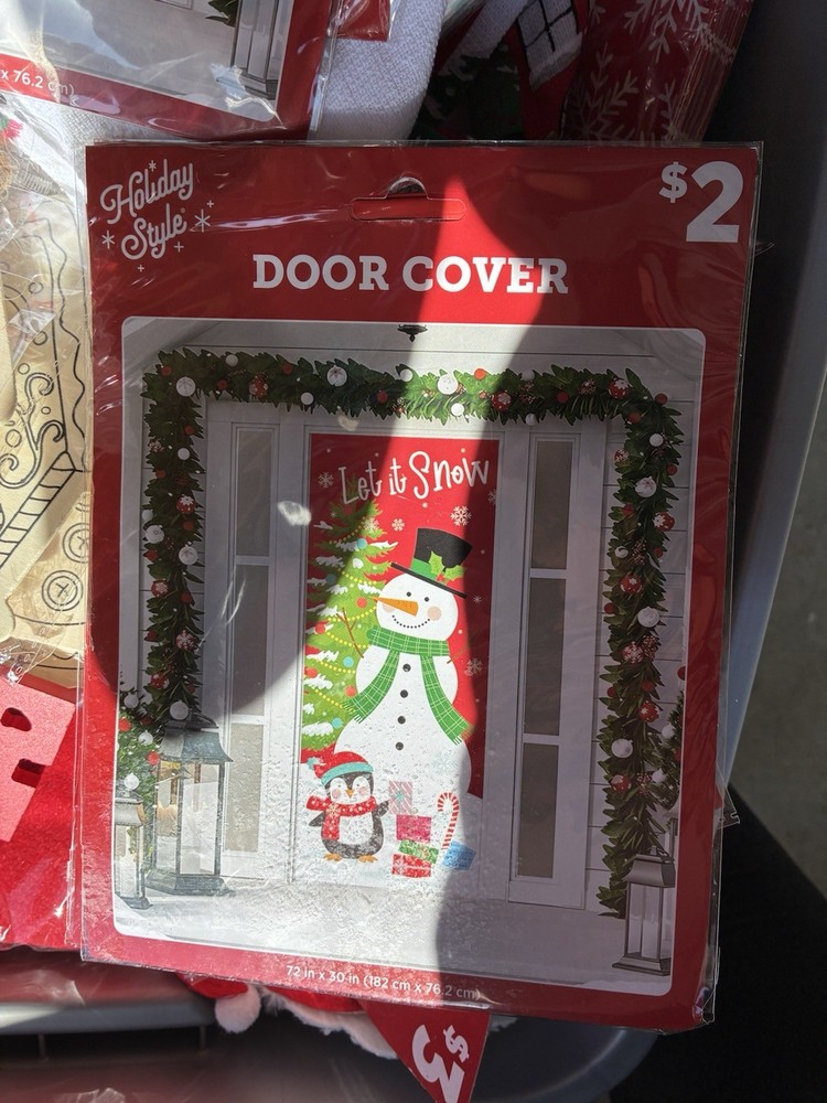 Holiday Style Christmas Door Cover Multicolor Snowman Penguin Decoration