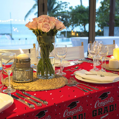 Red 3Pcs 54×108″ Class of 2026 Graduation Tablecloth Congrats Grad Party Decor