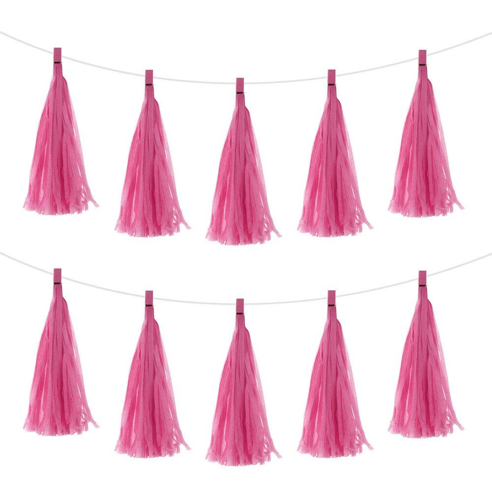 30 x Rose Red Tassel Garland Banner with Rope