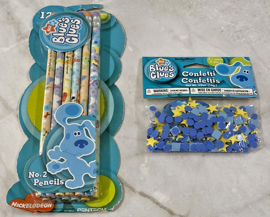 Blue’s Clues No. 2 Pencils & Confetti Nick Jr PENTECH Party Favors Supplies Gift
