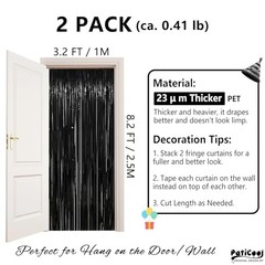 Thicken Tinsel Backdrop Curtains 2 Pack 3.2 x 38.4″W x 98.4″L (Pack of 2) Black