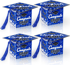 Graduation Cap Gift Boxes with Tassels, 32Pcs Class of 2026 Favors (Blue)