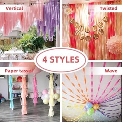 8 PCS Pastel Colors Crepe Paper Streamers 1.8 Inch x 82 Ft Party Decor