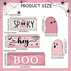 Lineshading 4 Pcs Pink Halloween Decor Ghost Table Decorations Halloween Tie…