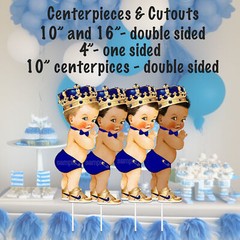 Royal Blue Prince Bow Tie Baby Shower Centerpieces Cutouts Birthday Party