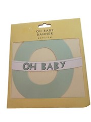 2X Baby Shower Banner By Table Fun Oh Baby 6.5 FT Banner Pastel Green Brand New