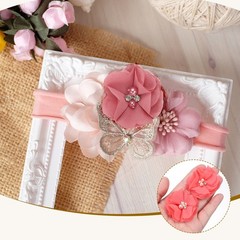 12Pcs 2″Chiffon Flower with Rhinestone Pearl Sewing Fabric Flower,Watermelon Red