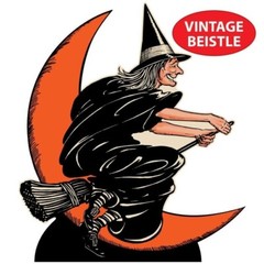 Beistle Vintage Halloween Witch and Moon 4.2 Foot Cardboard Standup