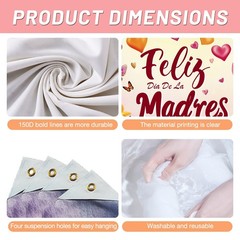 Happy Mothers Day Banner Backdrop Decorations 71 x 43Inch Yujin Flower Butterfly
