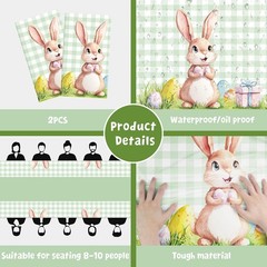 2 Pack Easter Plastic Tablecloth Disposable Party Table Cover Decor Indoor Out