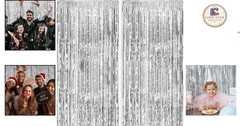 Shimmering Silver Foil Fringe Backdrop Set – Perfect for Festive Gatherings