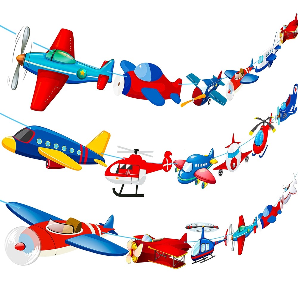 Airplane Party Banner Airplane Birthday Party Banners 3Pcs Aviation Party Cut…