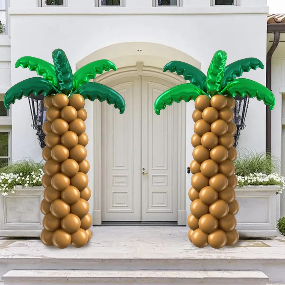 Palm Tree Balloons Set, Hawaiian Party Decorations with Green Tree Leaves Foi…