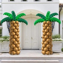 Palm Tree Balloons Set, Hawaiian Party Decorations with Green Tree Leaves Foi…