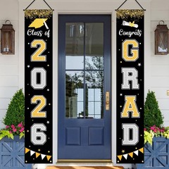 Graduation Decorations 2026 GRAD Banner Black Porch Door Sign Welcome Banner …