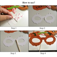 27 PCS Happy Halloween Spooky Trick Or Treat Party Photo Booth Props Decor